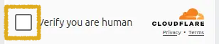 가입 창: Cloudflare Captcha 체크박스
